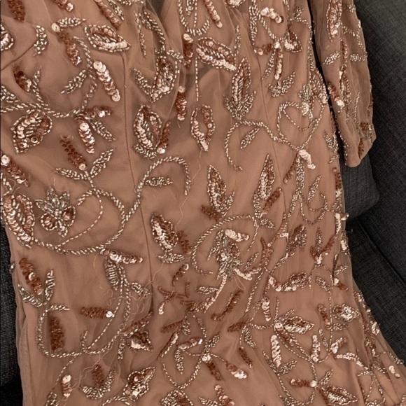 Adrianna Papell beaded Long sleeve rose gold godet dress - Picture 12 of 15